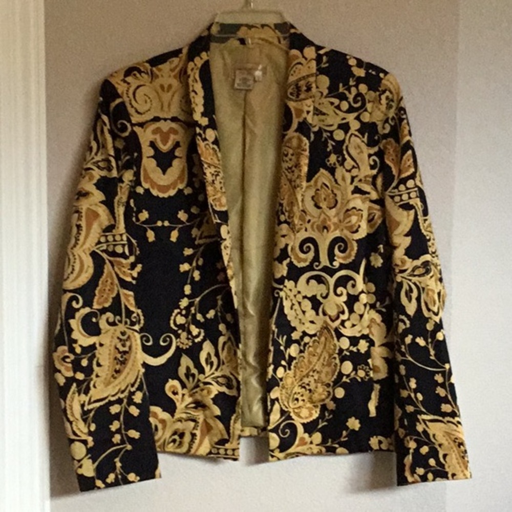 Transitions black and gold paisley jacket